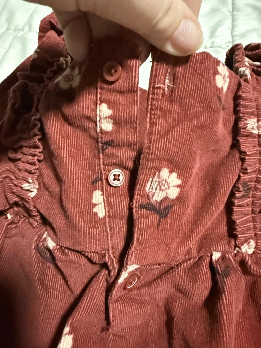 Burgundy 100% Cotton Thick Flower Dress with Ruffles 18 Month Carters Girls